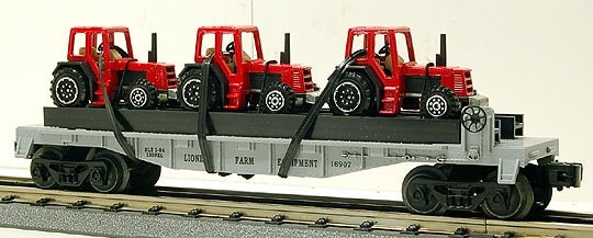Lionel 6-16907 Flatcar with Three Farm Tractors